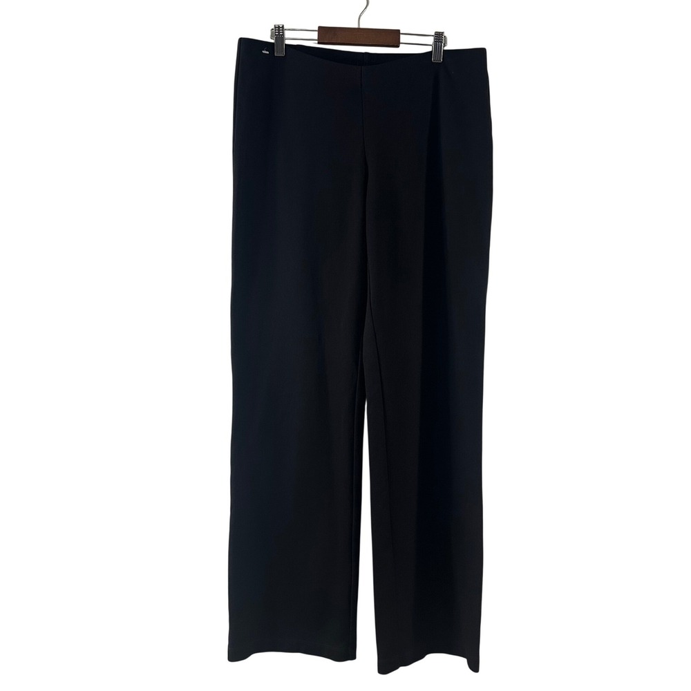 Eileen Fisher Brown Wide Leg Italian Fabric Stretch Pull On Pants Womens Size M